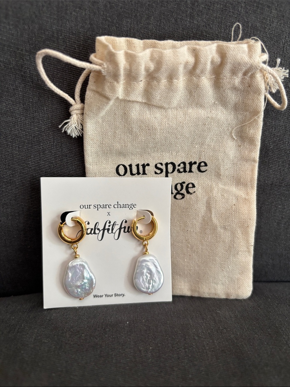 Gold Hoop Earrings with Iridescent White Baroque Pearls